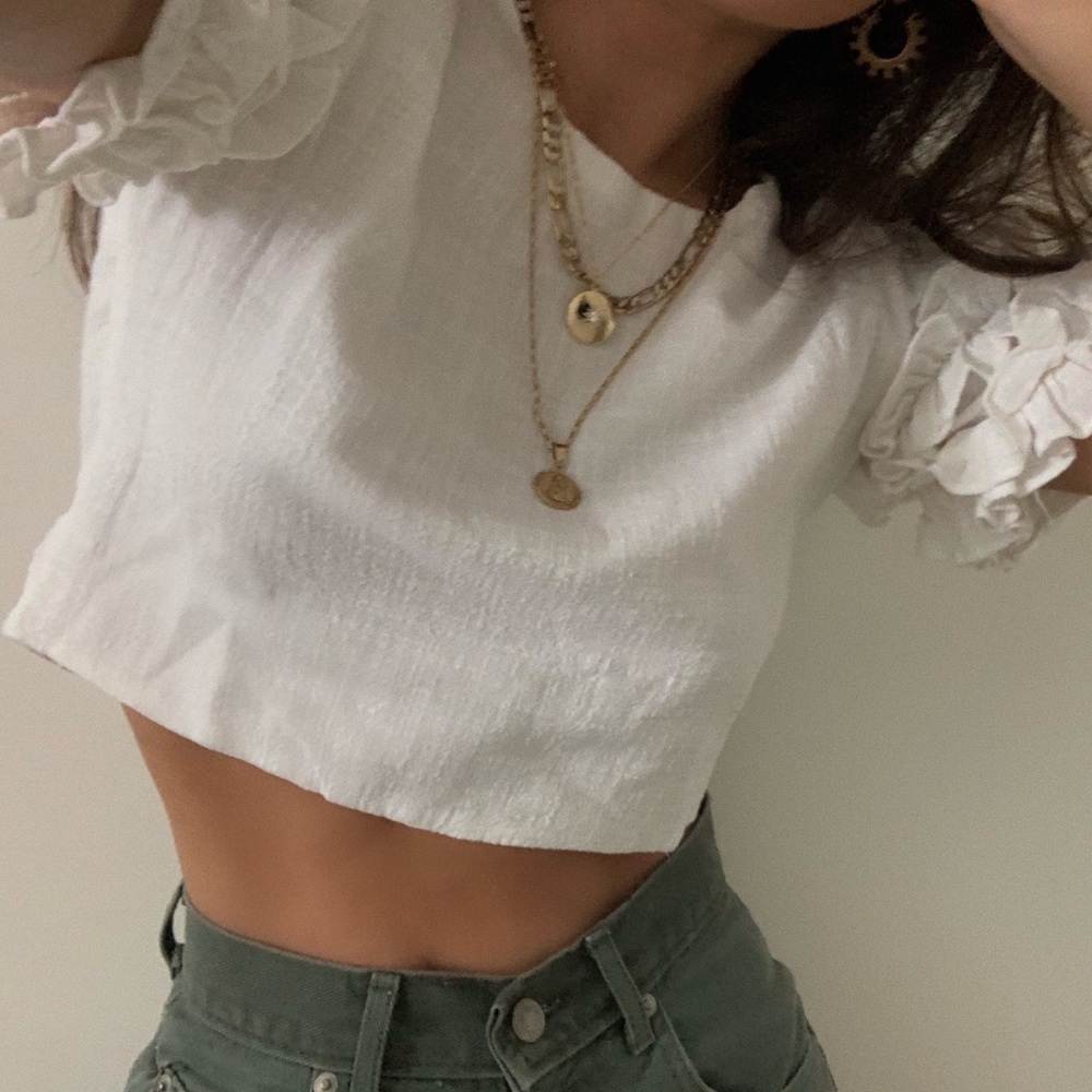 SABO LUXE raw ruffle top